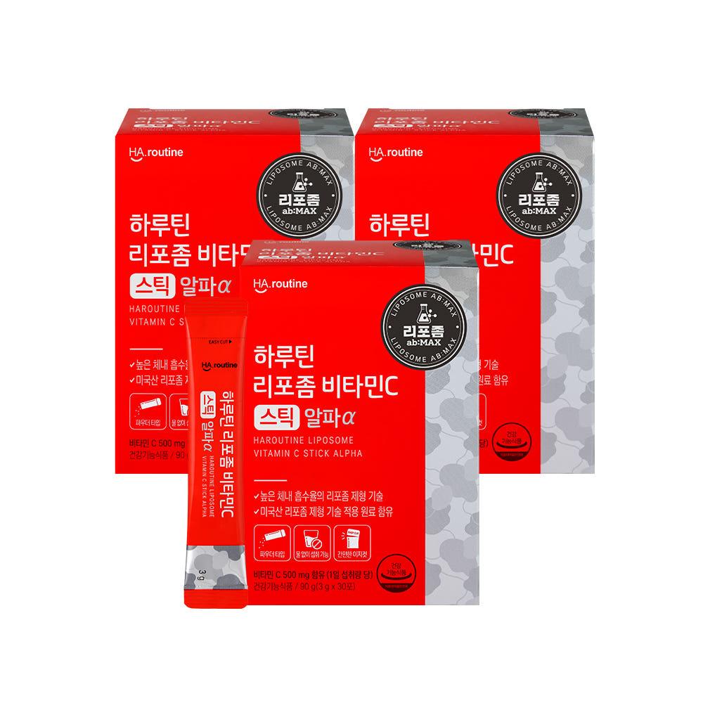 하루틴 리포좀 비타민C 스틱 알파α 30포, 3개