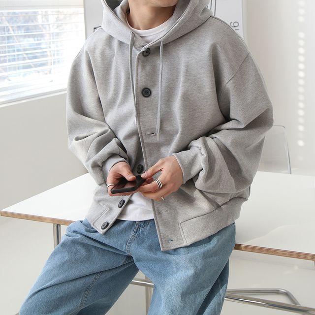 [고퀄리티] 보이 버튼 후드 가디건 (2Color)