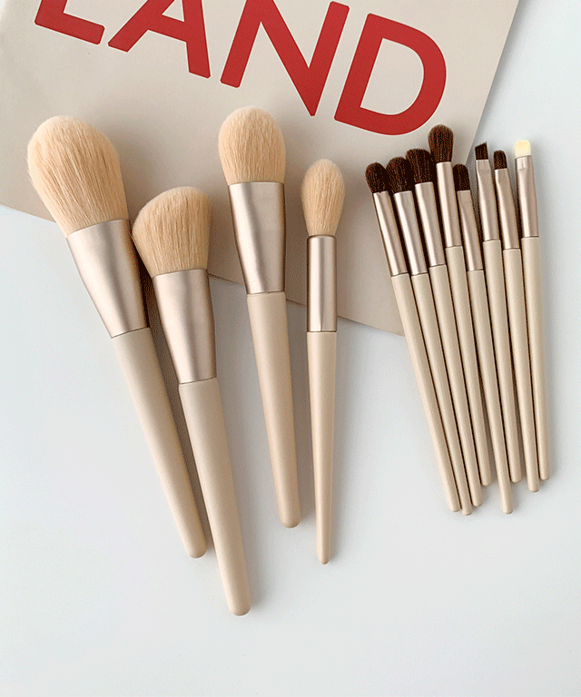 [✨12종✨] 우드 화이트 메이크업 브러쉬 12종세트 쉐도우+쉐딩 브러쉬