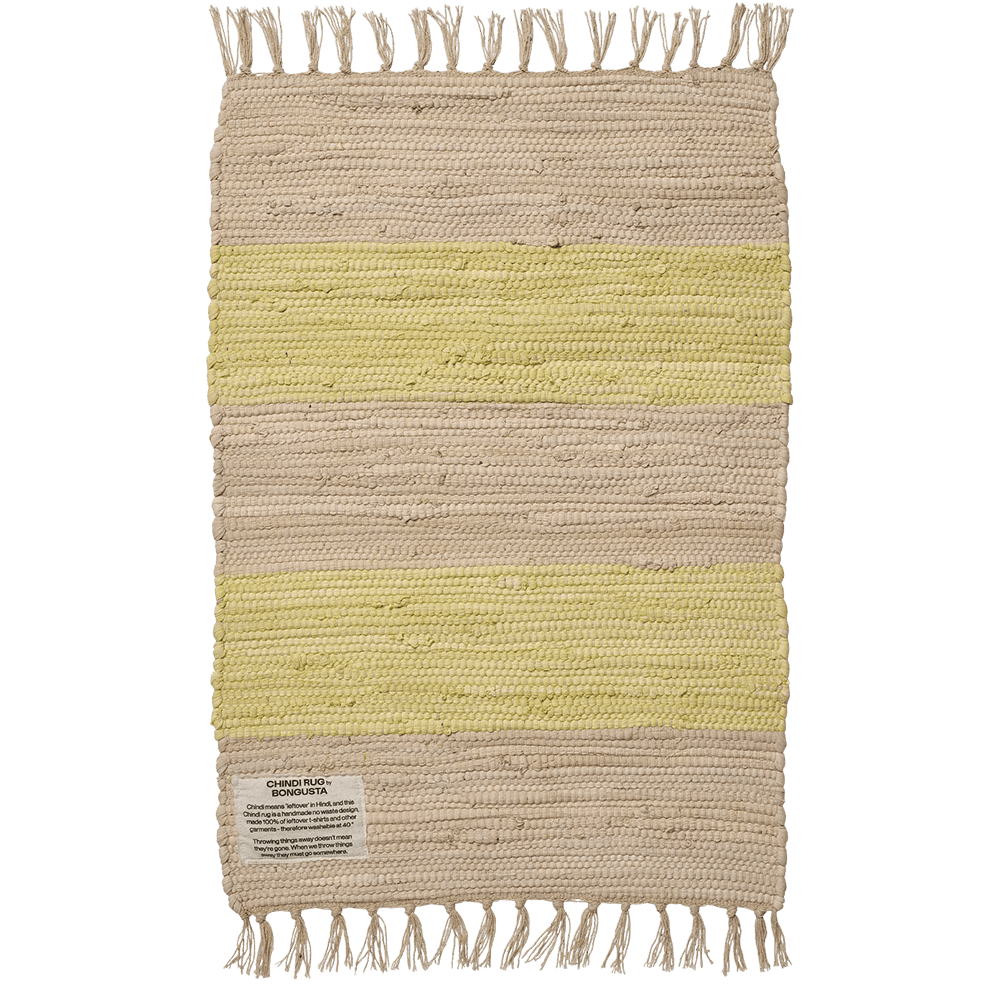 (Bongusta) Chindi Rug, Neon Yellow & Creme
