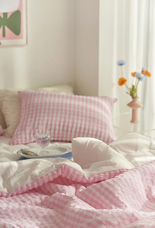 스윗 핑크체크 시어서커 여름차렵이불