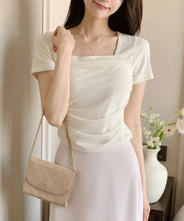 [쇄골생성🩰] 르엘 여리쉬폰 셔링 하프티 - 2color