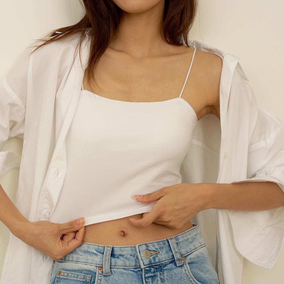 마른파이브 날마다 모달 코튼 캡내장 크롭 얇은 끈 나시 2종