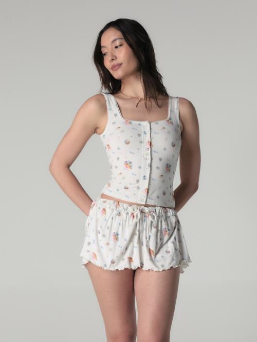PURE MODAL BUTTON TANK (IVORY SHELL)