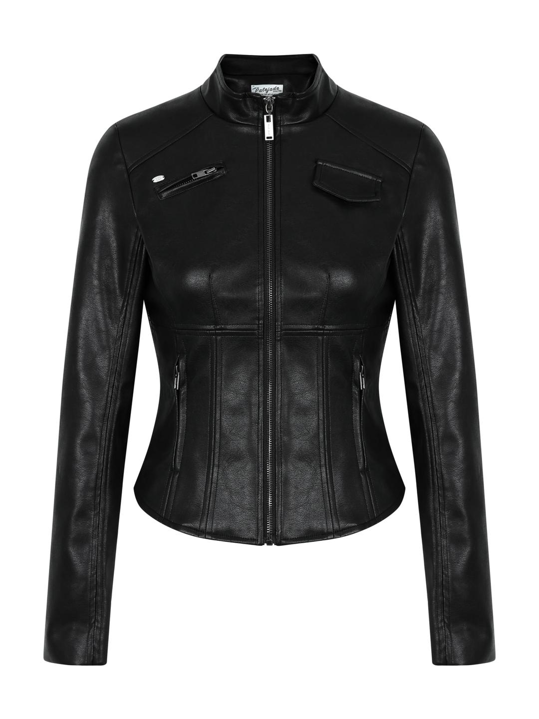 Slim Leather Biker Jacket In Black