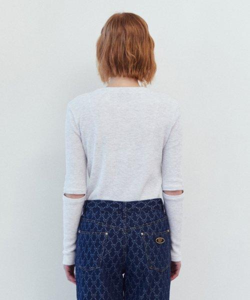 waffle jersey cut sleeve - m/white