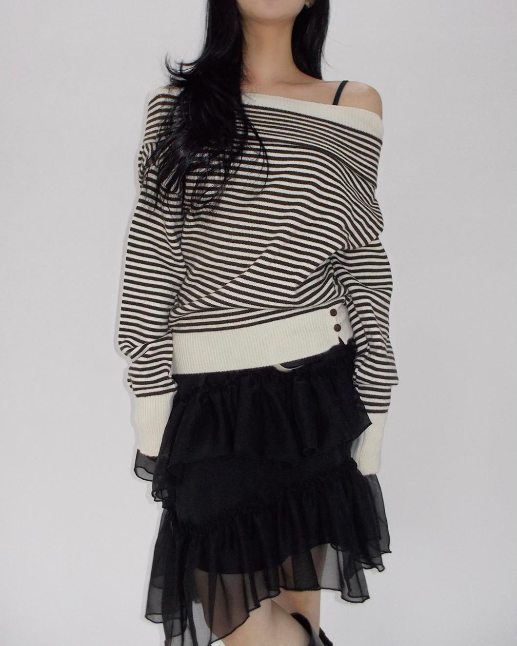 Slow Stripe Off Knit