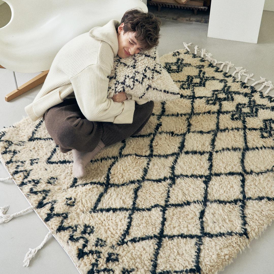 Moroccan rug Beni ourain beige