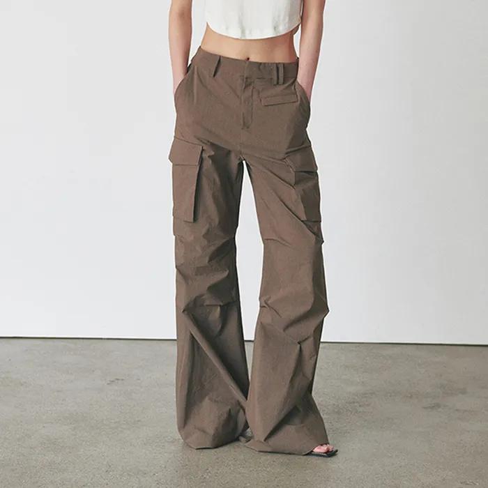 CARGO FLARE TROUSERS - KAHKI