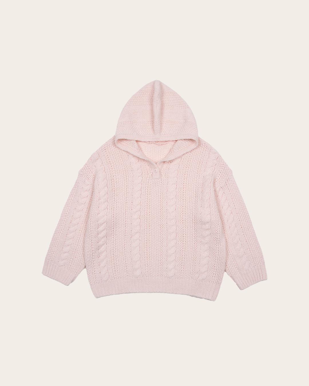 Melo cable hoodie knit - Pink