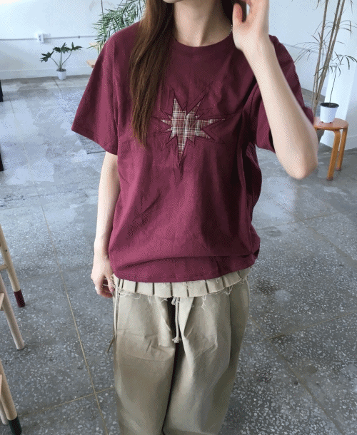 베르 체크 패치 반팔 티셔츠 (3color)