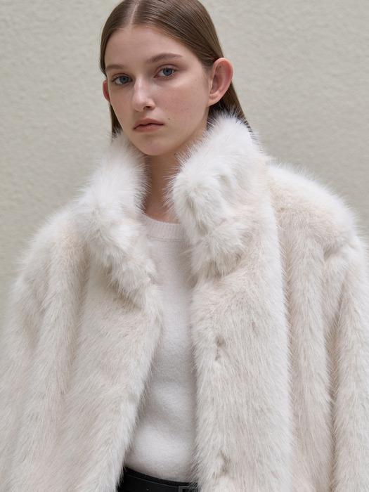 헤어리 하프 퍼 코트 아이보리 amr2204