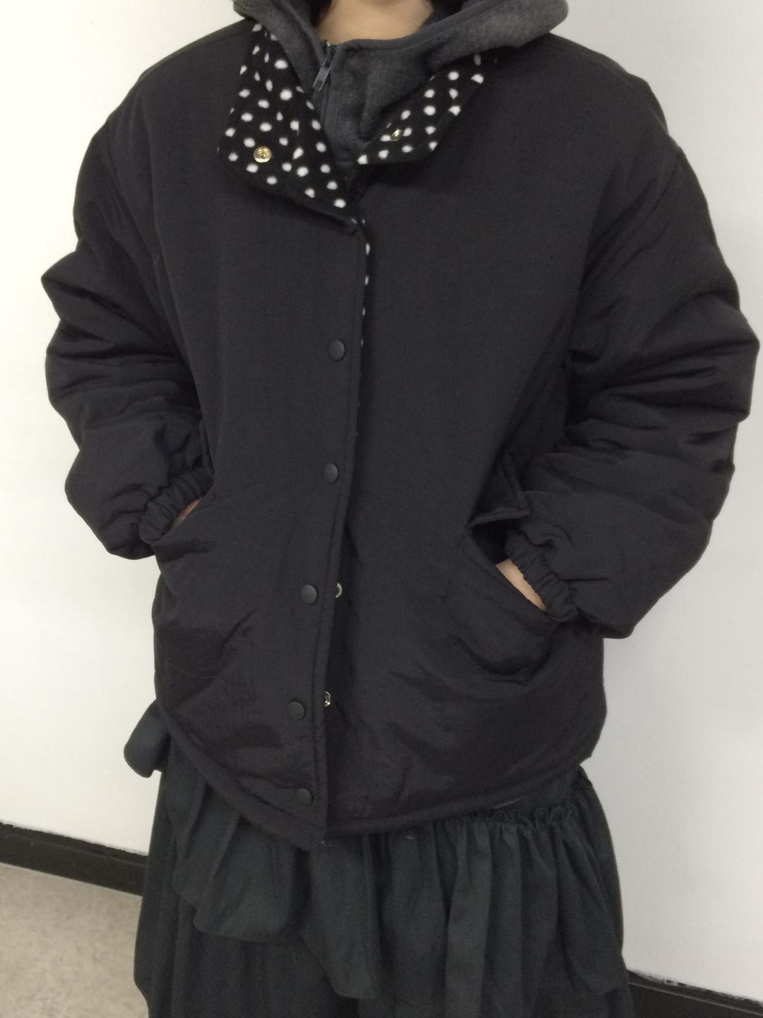 [주문폭주] 도트 후리스 배색 누빔 패딩 (2color)