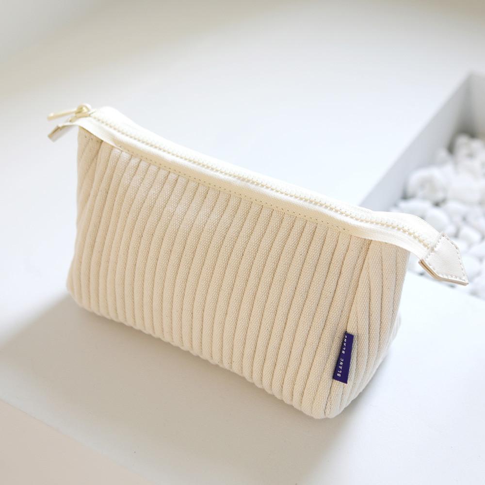 캔버스 골지 세모 파우치 면 화장품 여행용 린넨 삼각 대용량