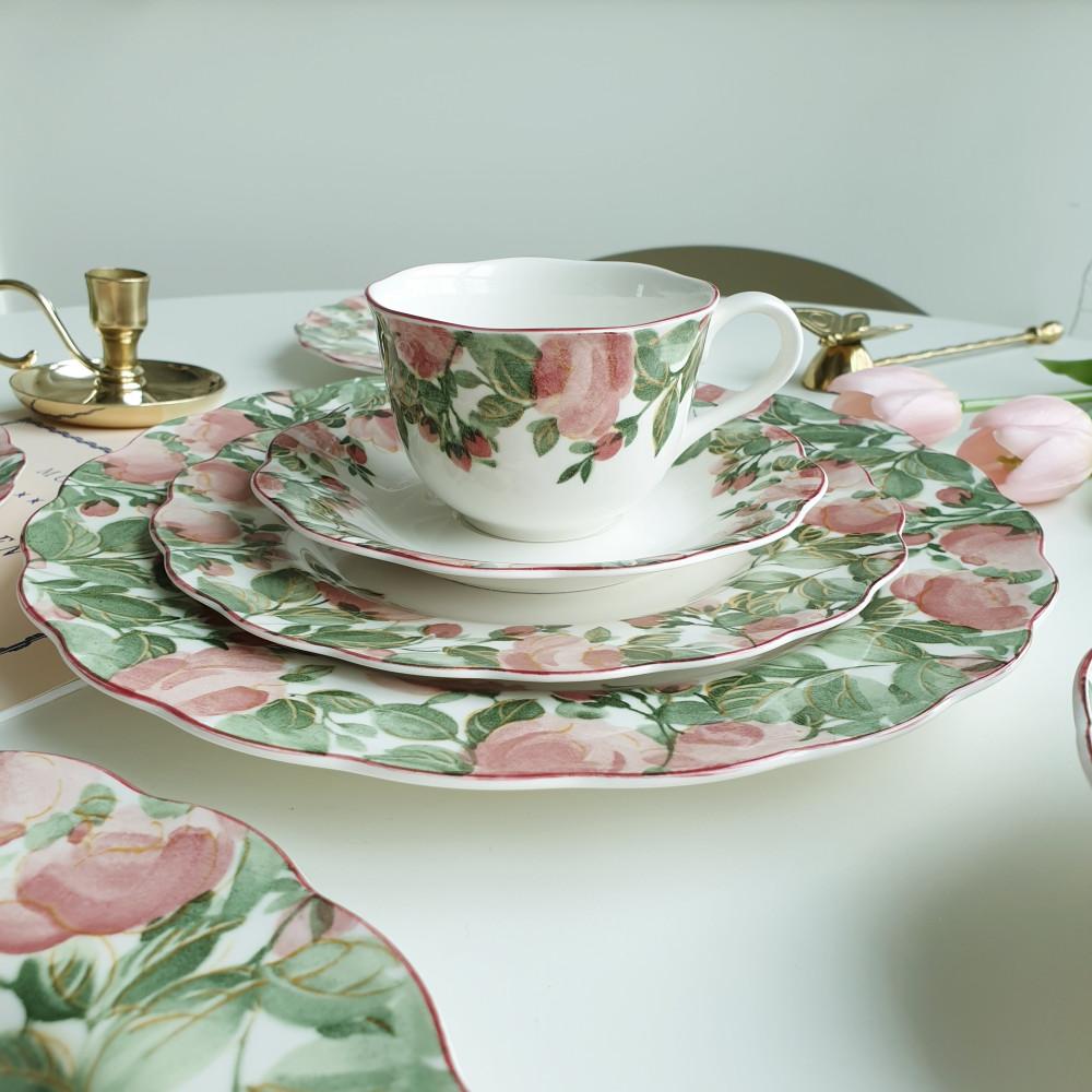 [빈티지] 니코 레드플라워 컵앤소서 소소한식탁