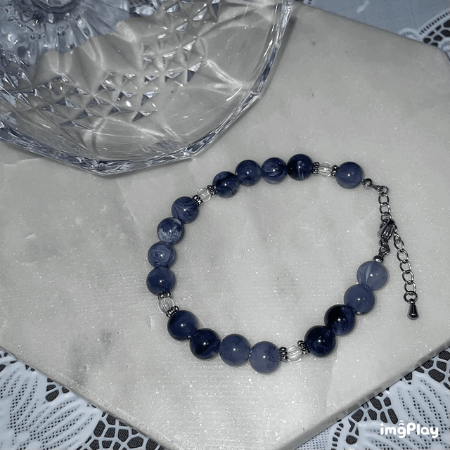 [sea sound] 블루 마블 8mm 원석 써지컬스틸 팔찌