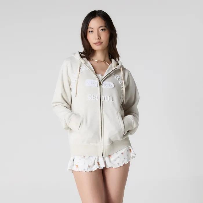 BOYFRIEND BOXY ZIP UP (OATMEAL)