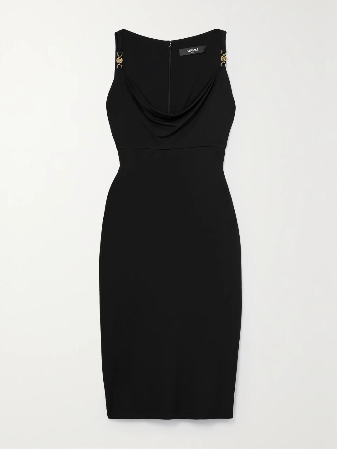 VERSACE Icons embellished draped jersey dress | NET-A-PORTER