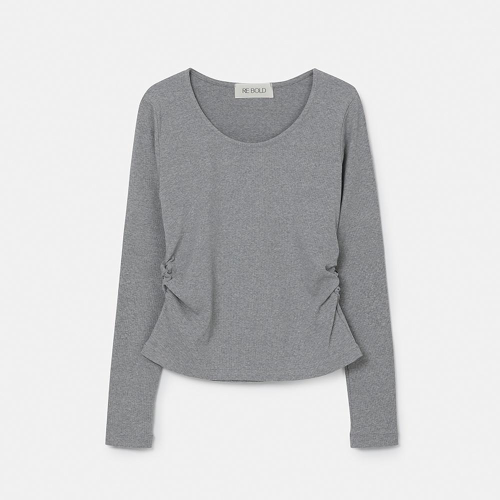Shirring U-neck T_(Melange)
