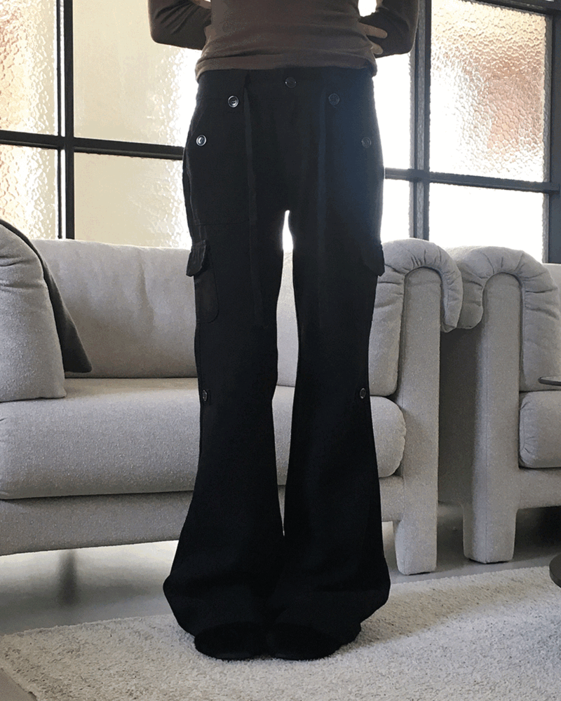 키타 y2k 로우라이즈 카고 부츠컷 팬츠