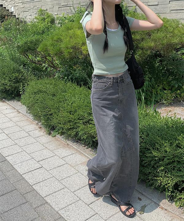 엘로 맥시 데님 롱스커트 (2color)