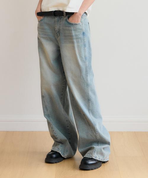 이레귤러 와이드 데님 팬츠 [blue]