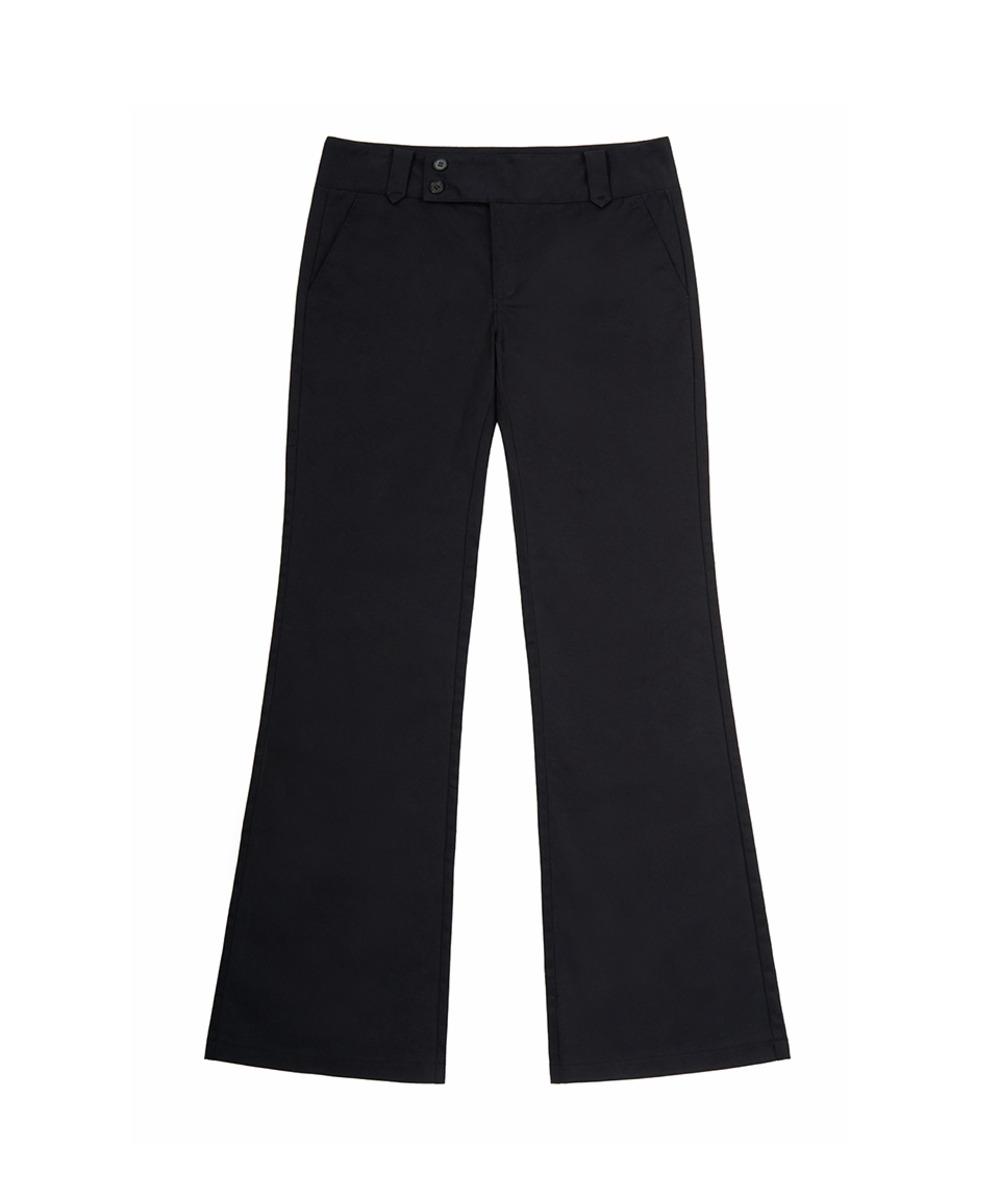 LOW-RISE TWO BUTTON BOOTS CUT PANTS (BLACK)