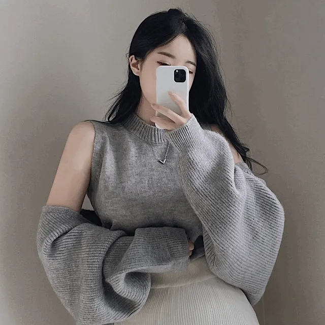 [여리 청순핏!] 크롭 볼레로 니트가디건 + 잘록 폴라나시 세트 2color