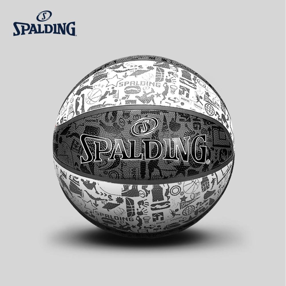 NBA 스팔딩 농구공 그래피티 시리즈 레트로 고무 7호 실내외 블랙화이트 84-568y