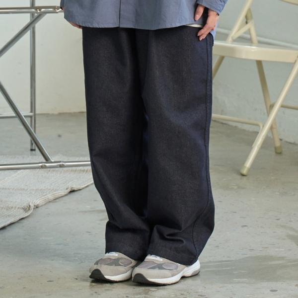 [캐피디자인] TWO TUCK WIDE DENIM PANTS (DEEP INDIGO)