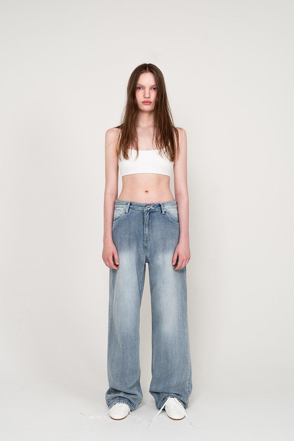 BACK-LINE WASHING DENIM JEANS (BLUE)