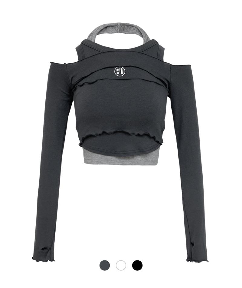 웨이브 랩 티셔츠 & 더블 탑 세트