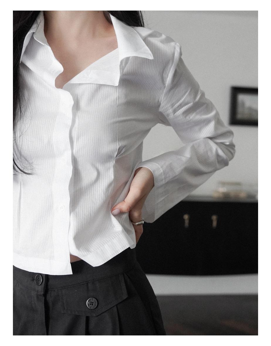 페이지 핀턱 미니 셔츠 [화이트]