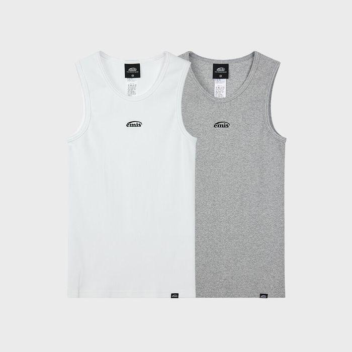 TWO PACK SLEEVELESS-WHITE/GRAY