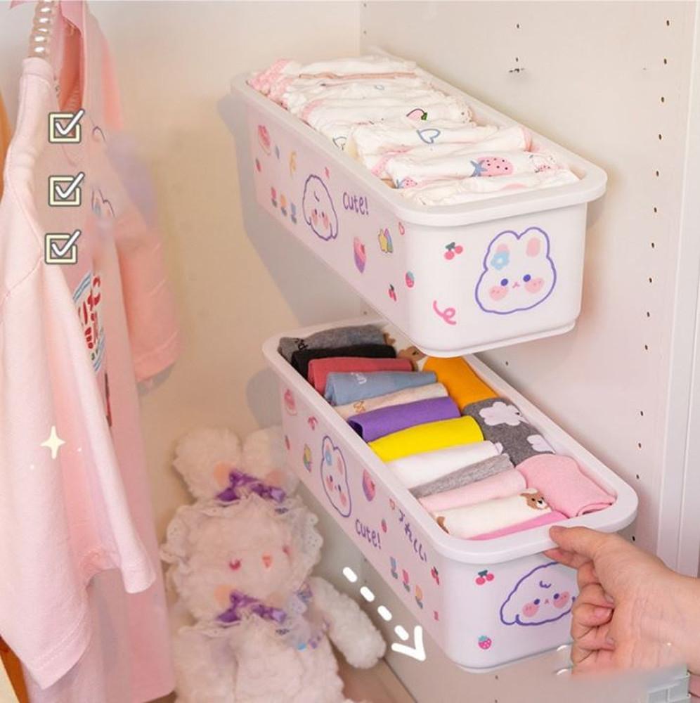 핑크덕후 벽부착 귀여운 수납함 다용도 정리함 옷장 양말 속옷 수납장 바구니 바스켓