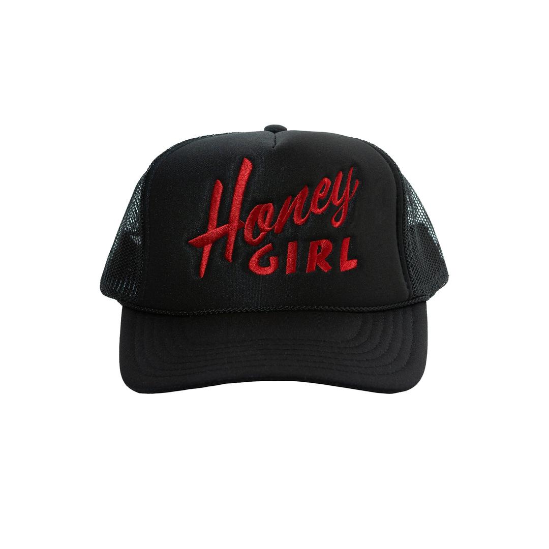 HONEY GIRL LOGO TRUCKER CAP BLACK
