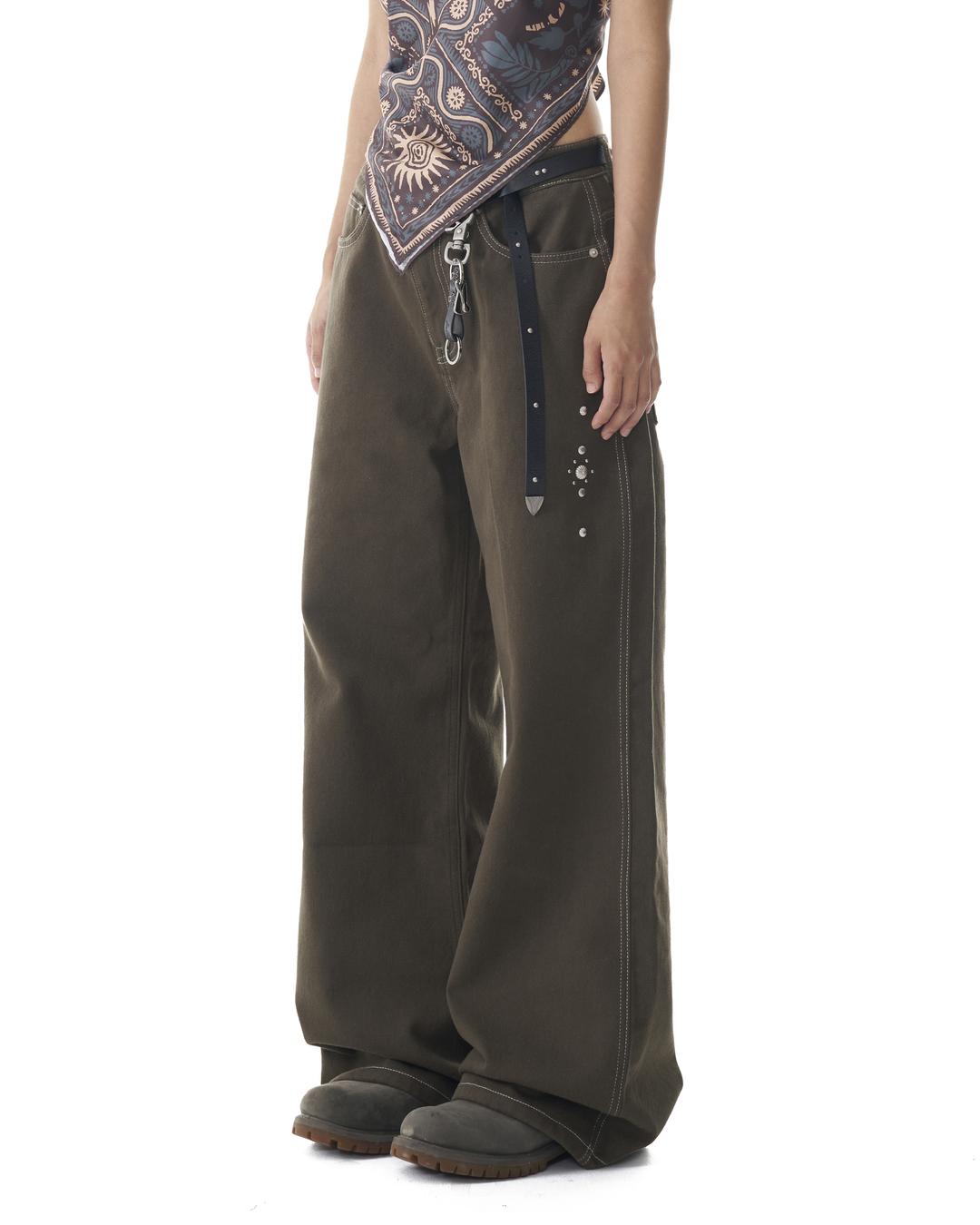 [10.4 예약배송] Western Studded Cotton Pants (Khaki)