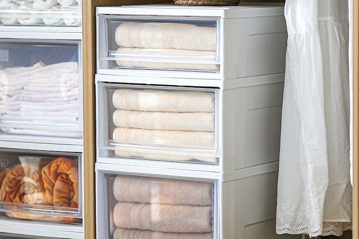 [결제할인+10%쿠폰]2개세트 수비르 서랍장 슬라이딩 리빙박스 옷 수납 옷장정리 7size