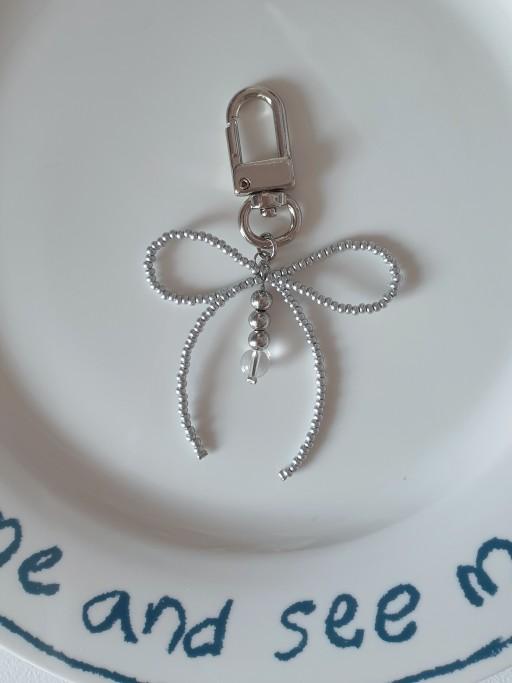 petit 리본 실버 비즈 스트랩 키링 (2type)