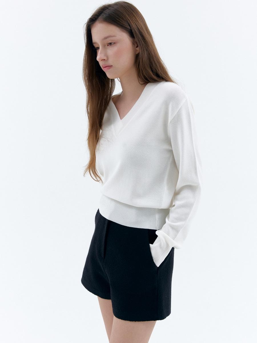 로아 브이넥 니트 - 아이보리