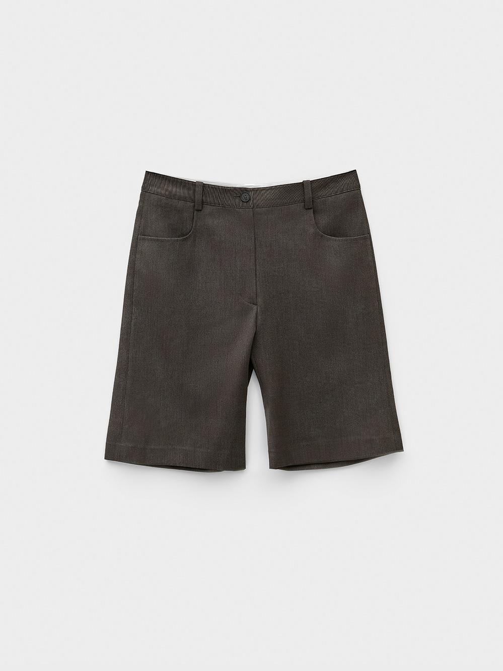 Flared Bermuda Pants_Melange Brown