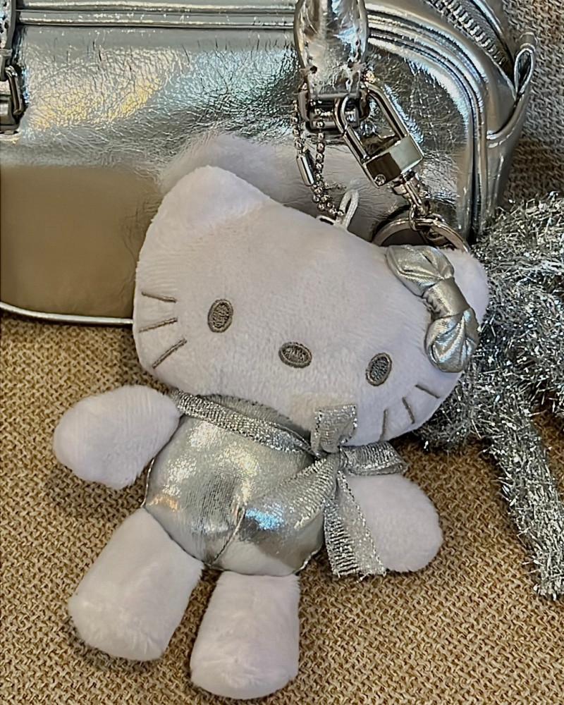 로럴 무료배송 실버 고양이 인형 가방 키링