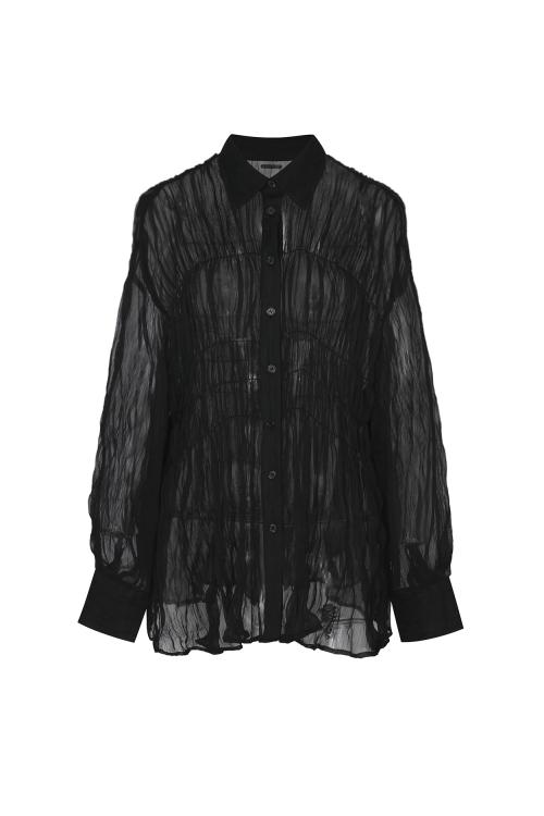MEMORY SHIRRING SHIRT black