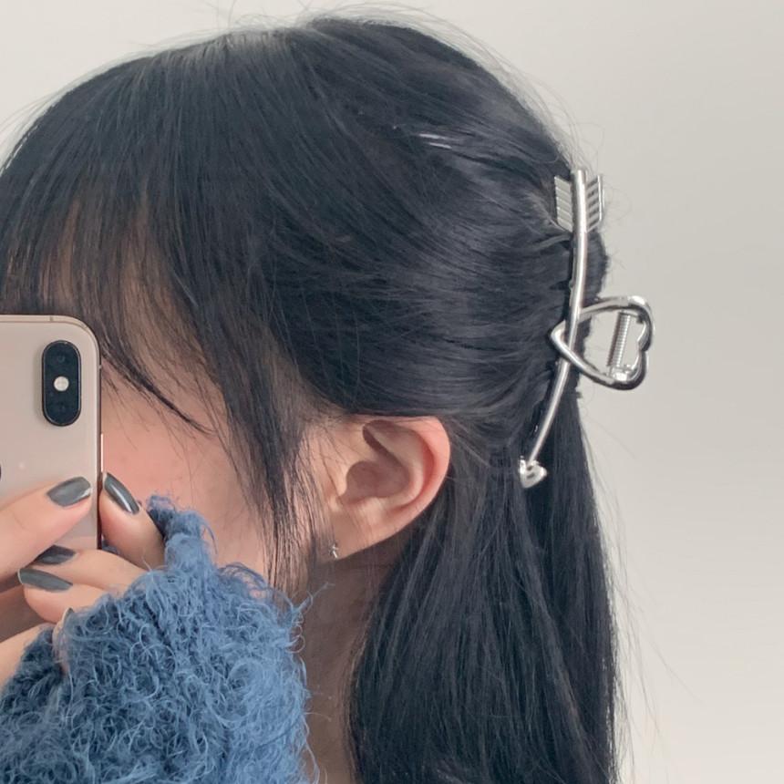 큐피트 실버 포인트 헤어집게핀