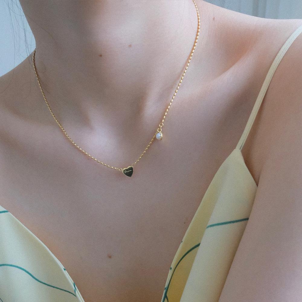 Slim ballchain Necklace _ Heart pendant