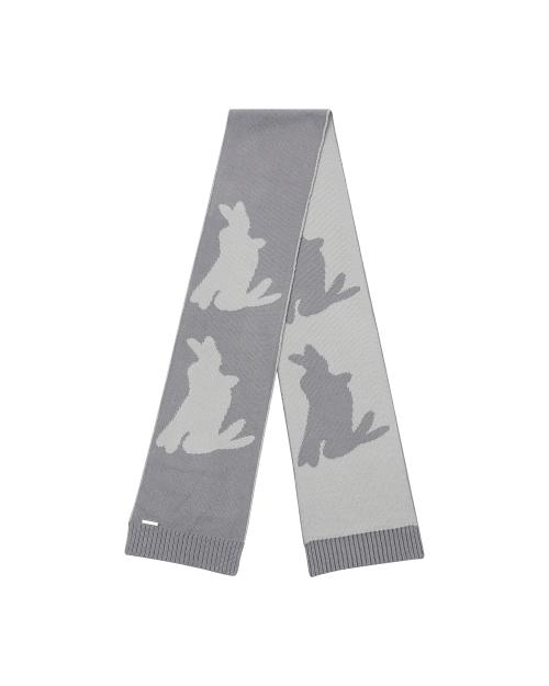 Twin rabbit knit muffler CHARCOAL