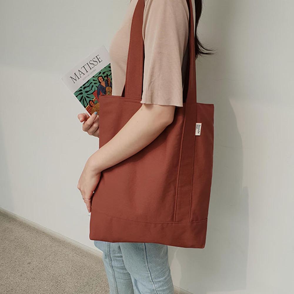 무지 트윌 캔버스 심플라인 에코백 브릭