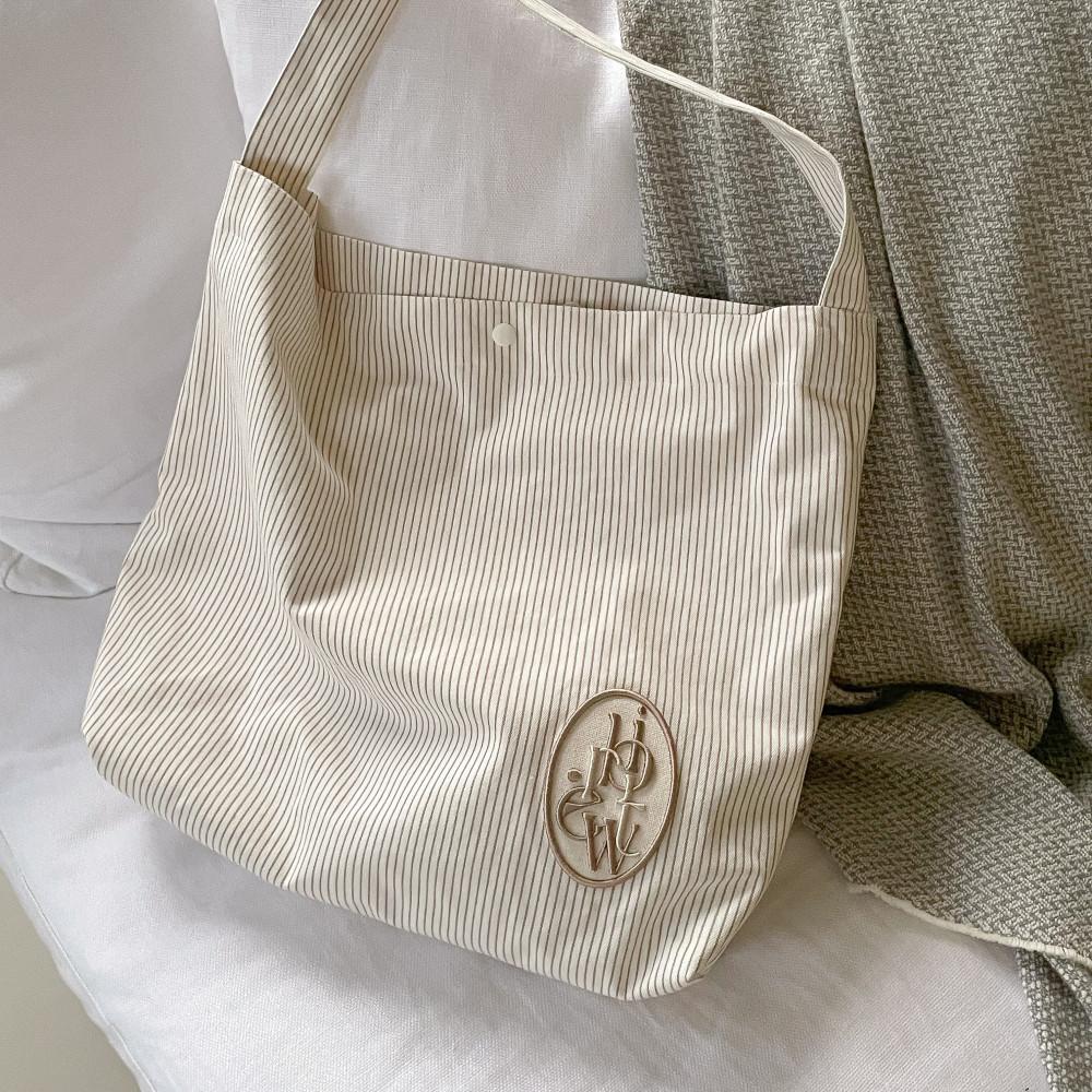 stripe bag beige 스트라이프 에코백 베이지 / 자수 데일리 여행 보부상 가방