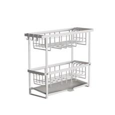 GAPINO스탠드 식기 건조대 2단 슬림형 싱크대 수납선반 물빠짐 그릇 건조대 주방 다용도 멀티선반 도마 꽂이+수저통+칼꽂이 올인원 세트