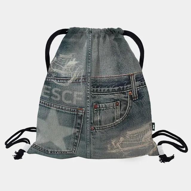 ✨리오더 리뉴얼✨ Y2K 빈티지 데님 프린트 스트링백